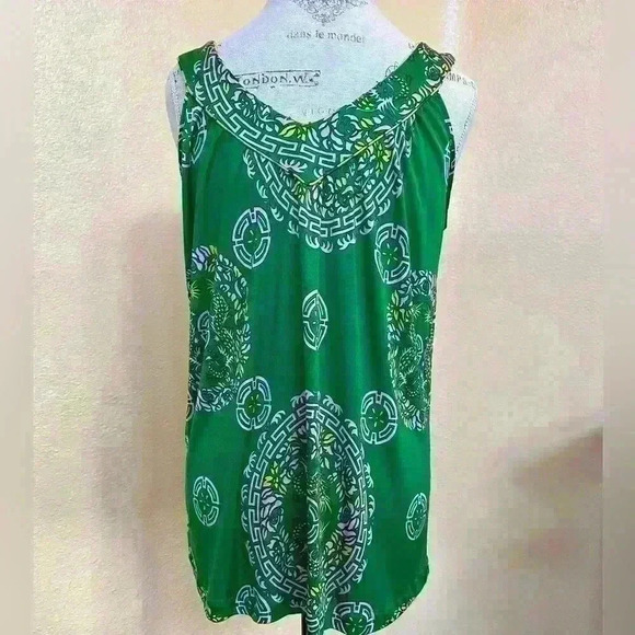 Nieves Lavi With Asian Inspired Print Silk Tank Top Large Excellent Condition! - Picture 3 of 5